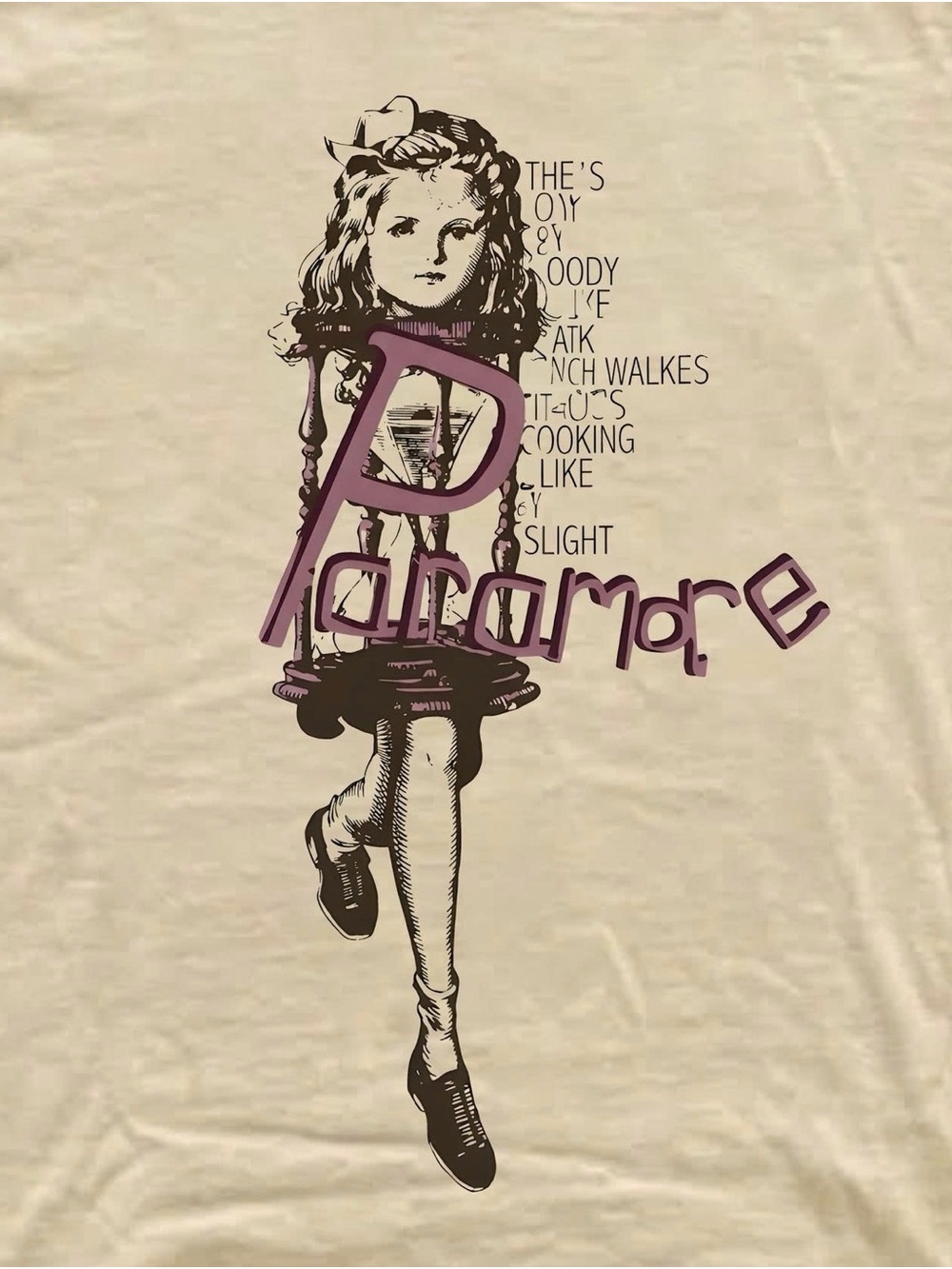 Gildan Cream Tee with Purple 'Paramore' Graphic - Picture 2 of 2